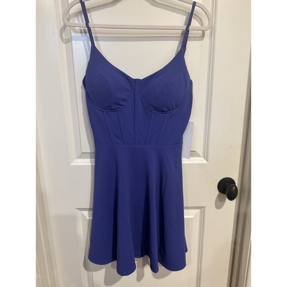 Honor & Rosie Blue Corset Mini Dress NWT Lace Up Back Size Med - Picture 10 of 12